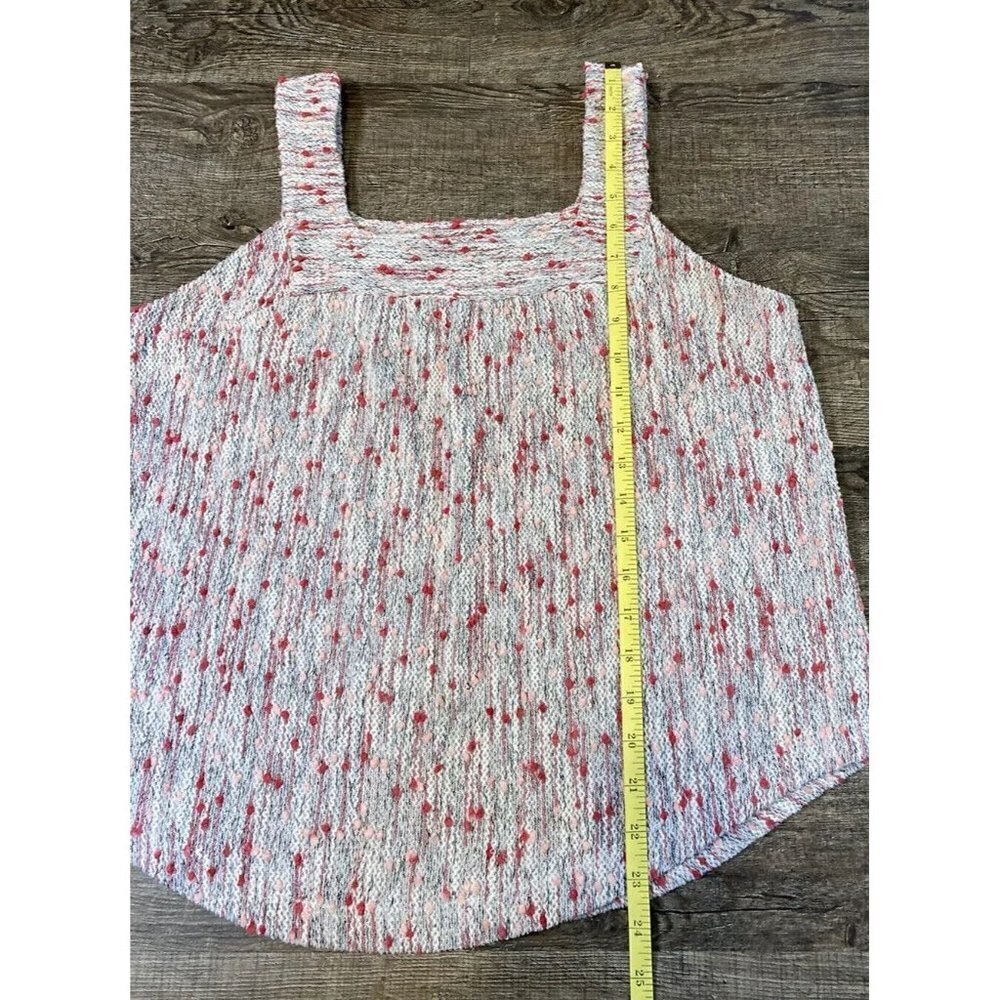 Lucky Brand Women’s Square Neck Speckle Knit Tank Top White Pink Size LG - Picture 4 of 9